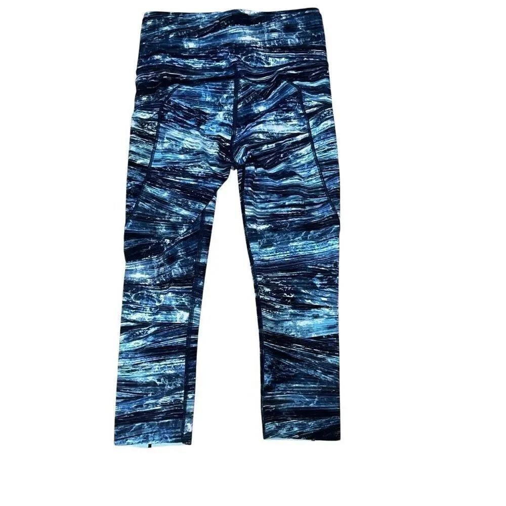 Lululemon Fast Free Crop II Nulux 19" Leggings Black Blue Space Dye size 4